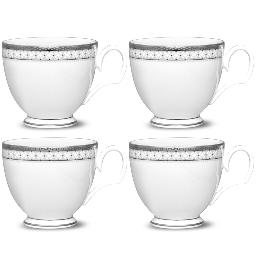 Noritake Silver Rochester Platinum Dinnerware Set Cup 8oz 4pc