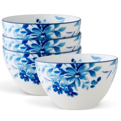 Noritake Blue Blossom Road Dinnerware Set Soup Bowl 6" 4pc