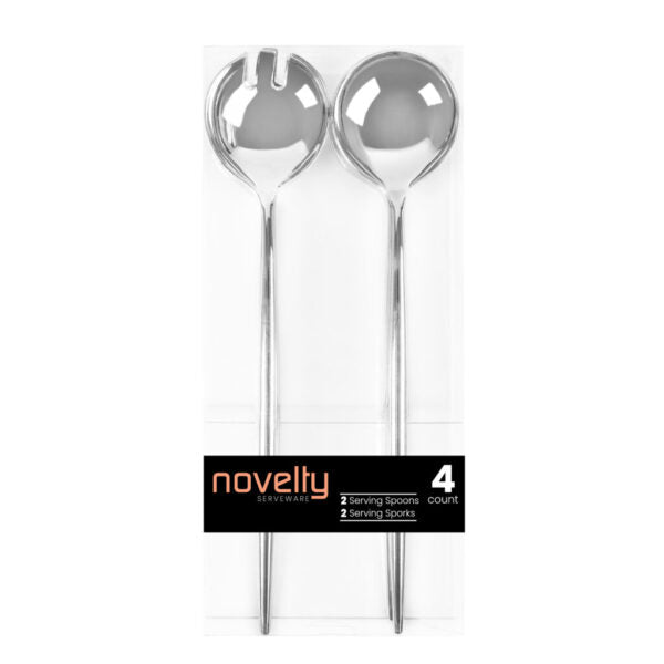 Novelty Silver Serving Spoon & Spork 4pc