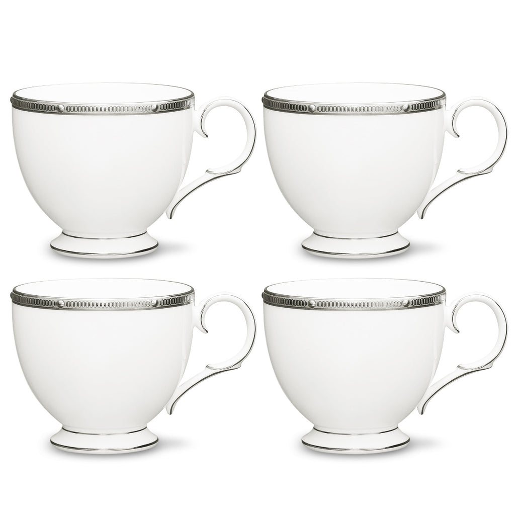 Noritake Silver Rochelle Platinum Dinnerware Set Cup 7oz 4pc