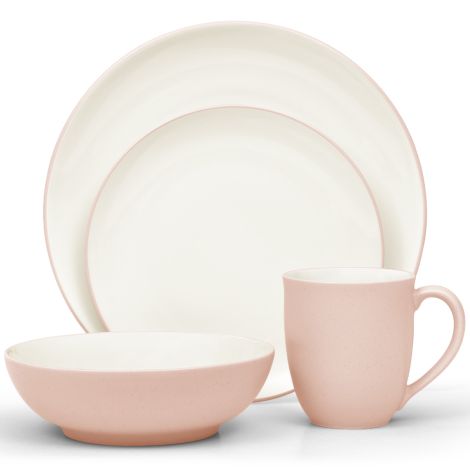 Noritake Pink Colorwave Coupe Dinnerware Set 4pc Service for 1