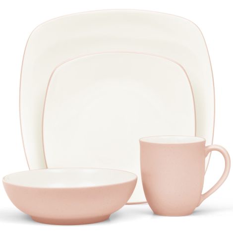 Noritake Pink Colorwave Square Dinnerware Set 4pc Service for 1