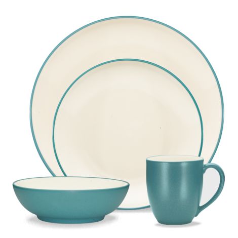 Noritake Turquoise Colorwave Coupe Dinnerware Set 5-Pc Serving for 1