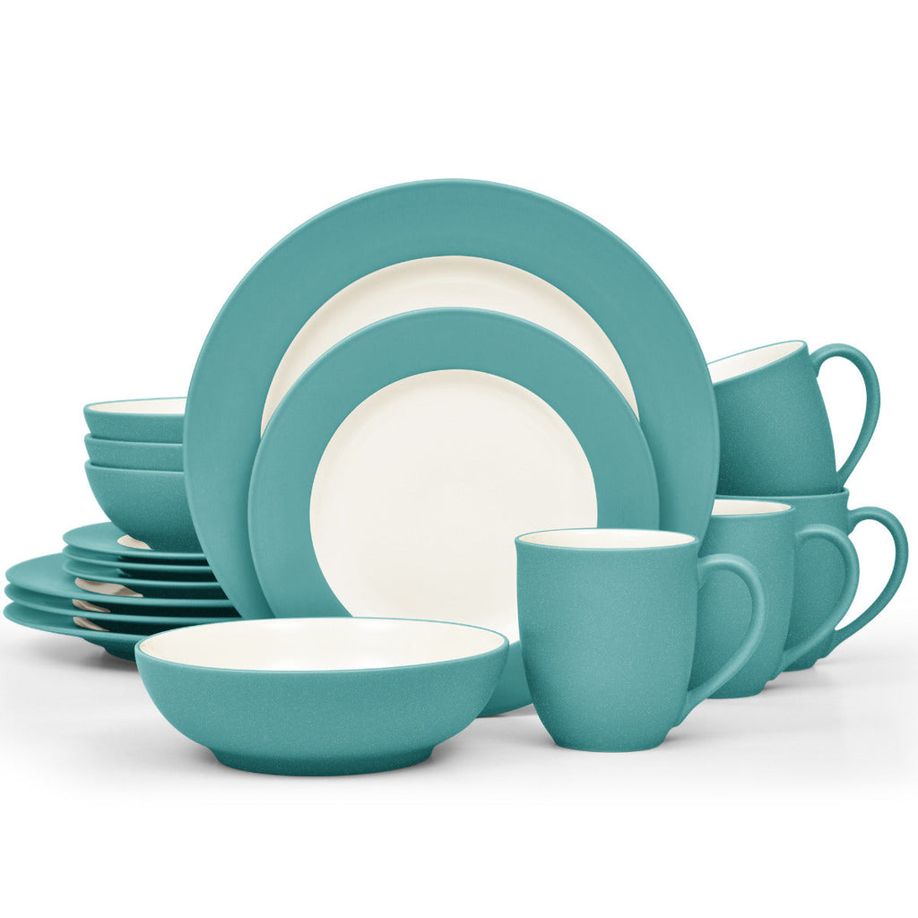 Noritake Turquoise Colorwave Rim Dinnerware Set 16-Pc Service for 4