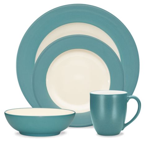 Noritake Turquoise Colorwave Rim Dinnerware Set 5-Pc Serving for 1