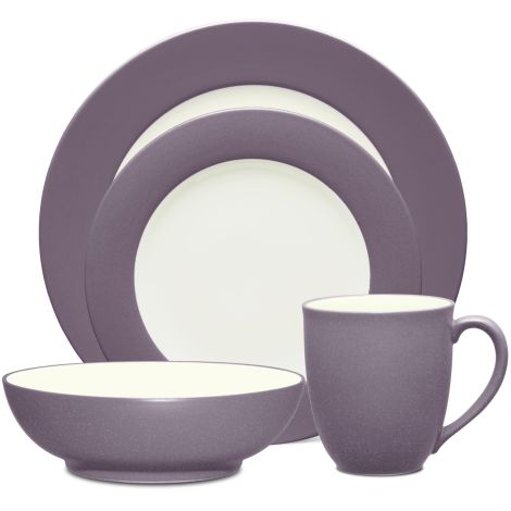 Noritake Plum Colorwave Rim Dinnerware Set 4pc Service for 1