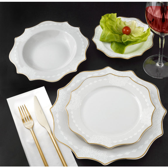 Ivory/Gold Baroque Dinnerware Set 18pc