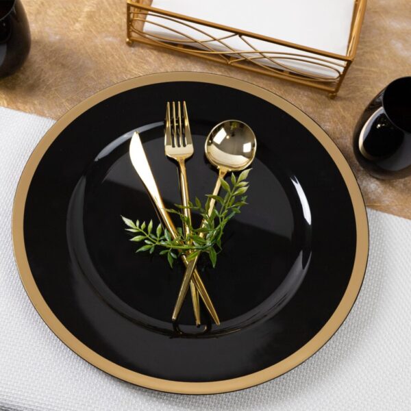 Organic Black/Gold Plastic Charger 13" 4pc