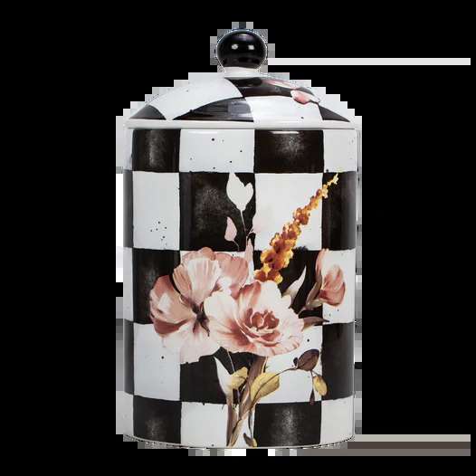 Black/White Chic Checkered Porcelain Cookie Jar 1pc Medium