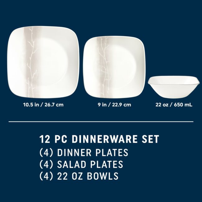 Corelle Beige Wandering Grove Dinnerware Set 12pc