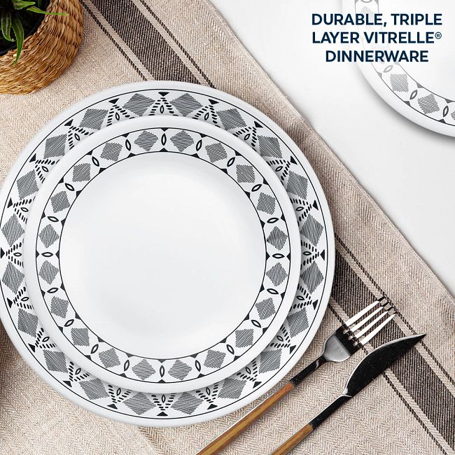 Corelle Black Classic Cusco Dinnerware Set 16pc