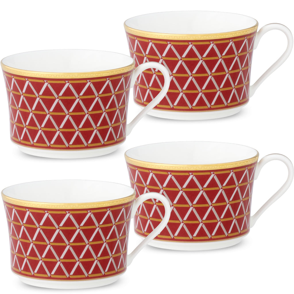 Noritake Red Crochet Dinnerware Set Cups 7.5oz 4pc