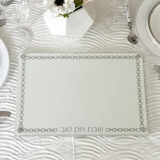 Silver Glass Leatherette Challah Board 1pc