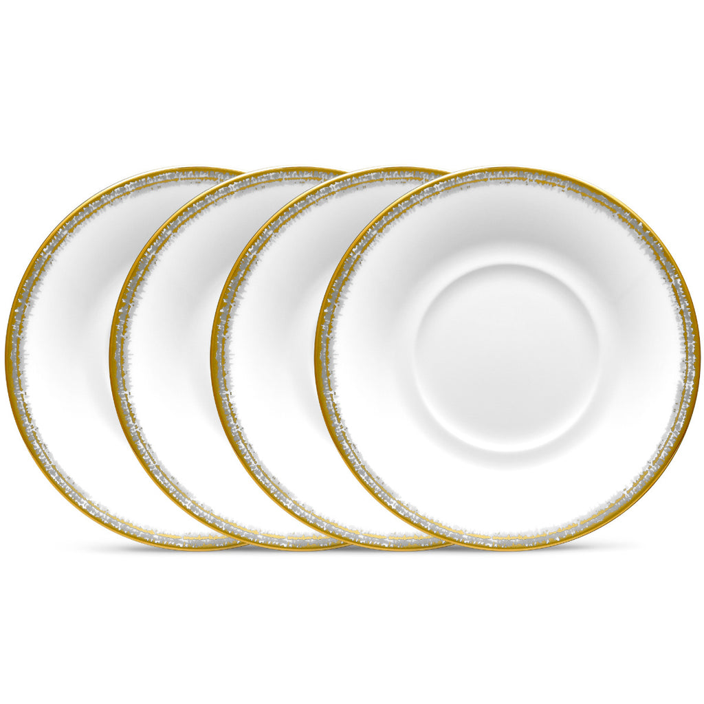 Noritake Gold Haku Dinnerware Set Saucers 6" 4pc