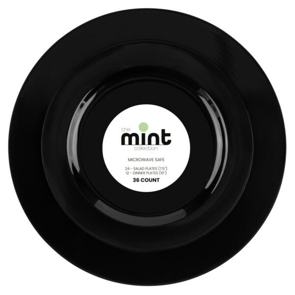 Mint Collection Black Plates Combo 7.5″ 10″ 36pc