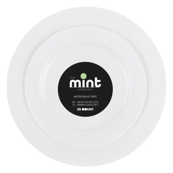 Mint Collection White Plates Combo 7.5″ 10″ 36pc