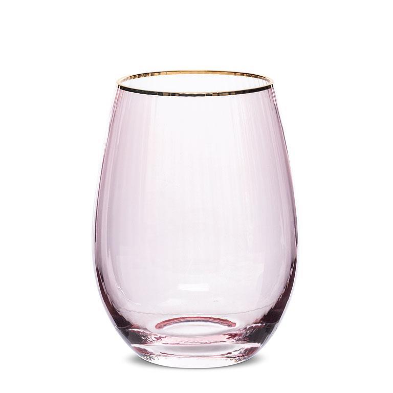 Abbott Pink Optic Wine Glass with Gold Rim 18oz 1pc