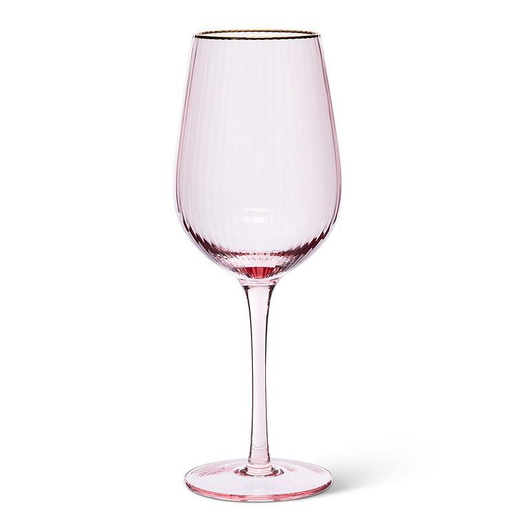 Abbott Pink Optic Wine Glass with Gold Rim 14oz 1pc