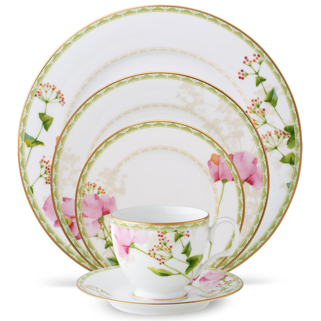 Noritake Pink Poppy Place Dinnerware Set 5pc Service for 1