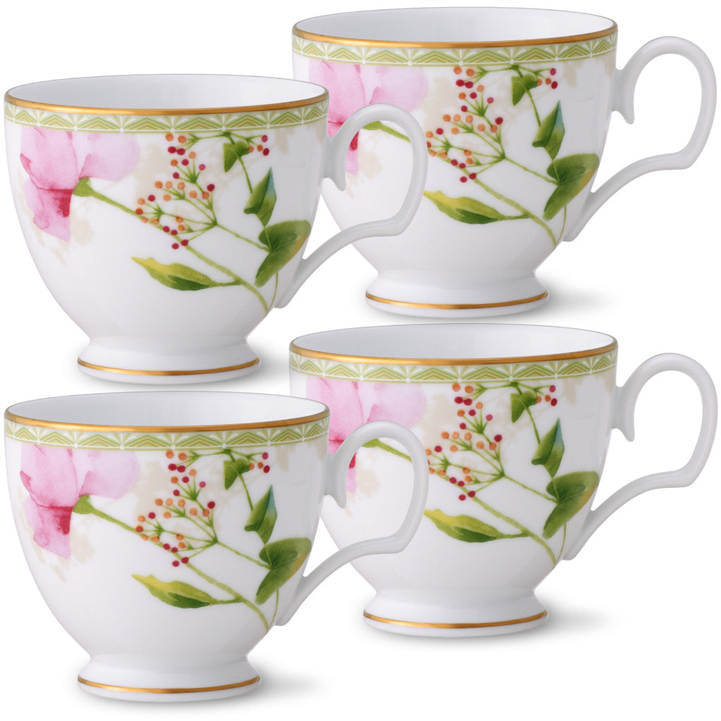 Noritake Pink Poppy Place Dinnerware Set Cups 8oz 4pc