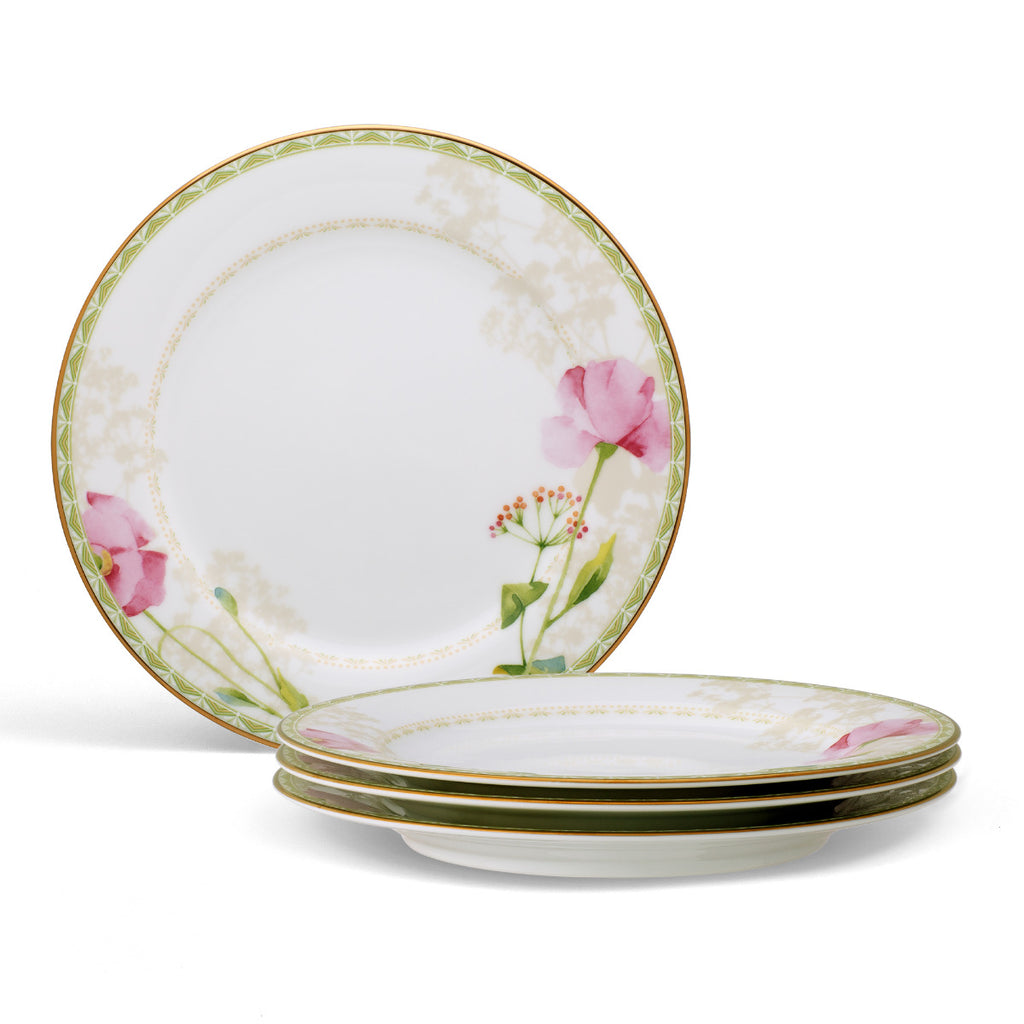 Noritake Pink Poppy Place Dinnerware Set Salad Plates 8" 4pc