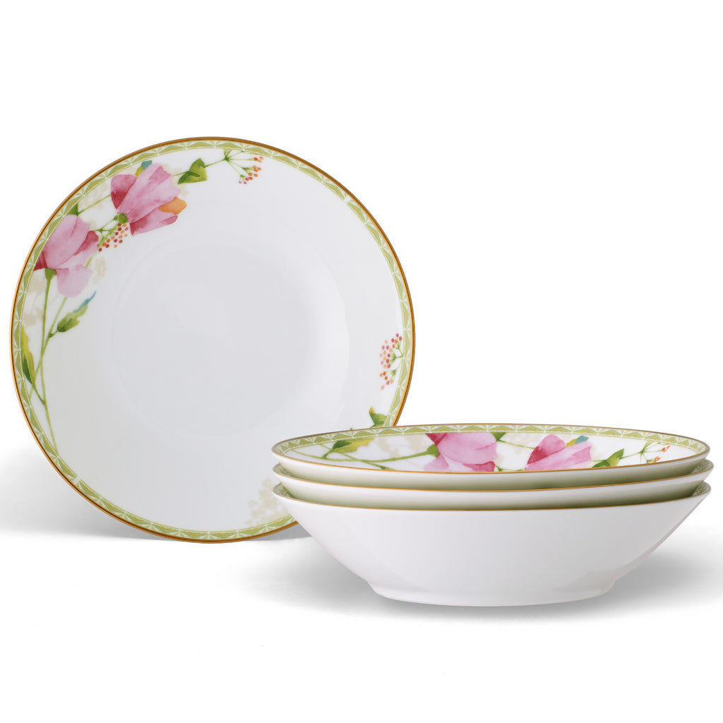 Noritake Pink Poppy Place Dinnerware Set Soup Bowl 12oz 4pc