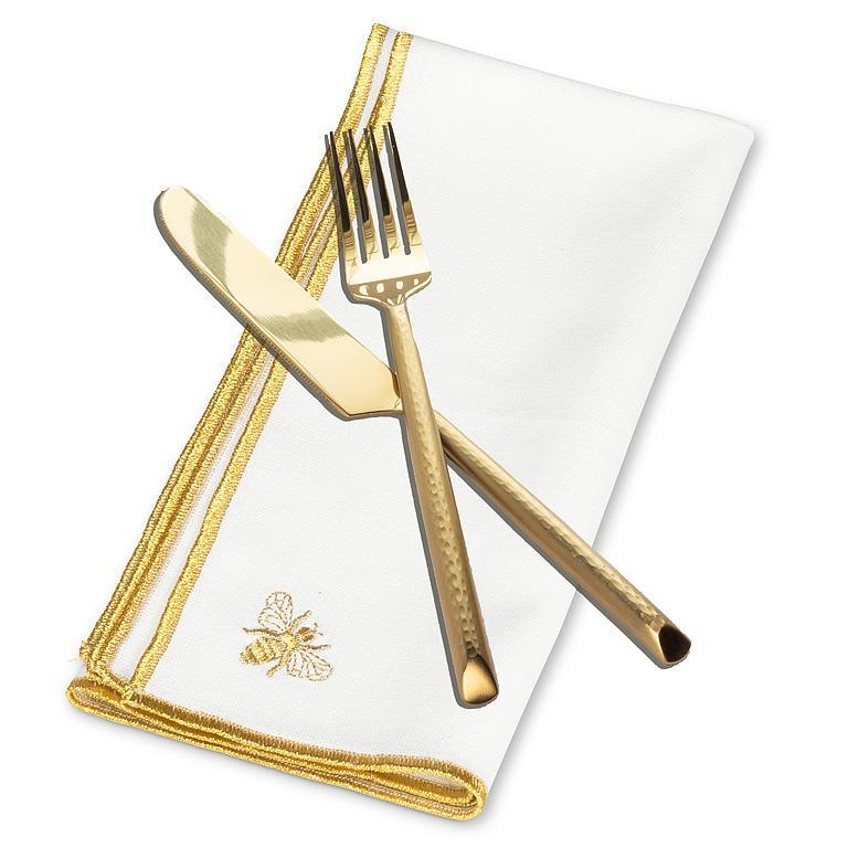 Abbott Gold Stitched Bee Napkin 18" 1pc