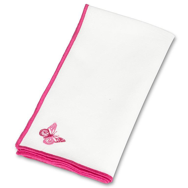 Abbott Pink Stitched Butterfly Napkin 18" 1pc