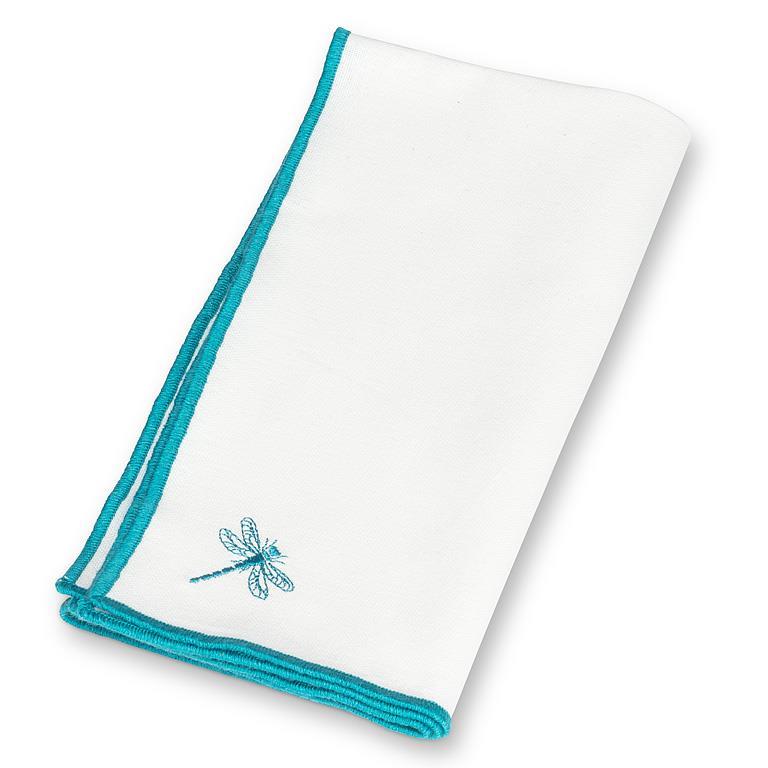 Abbott Blue Stitched Dragonfly Napkin 18" 1pc