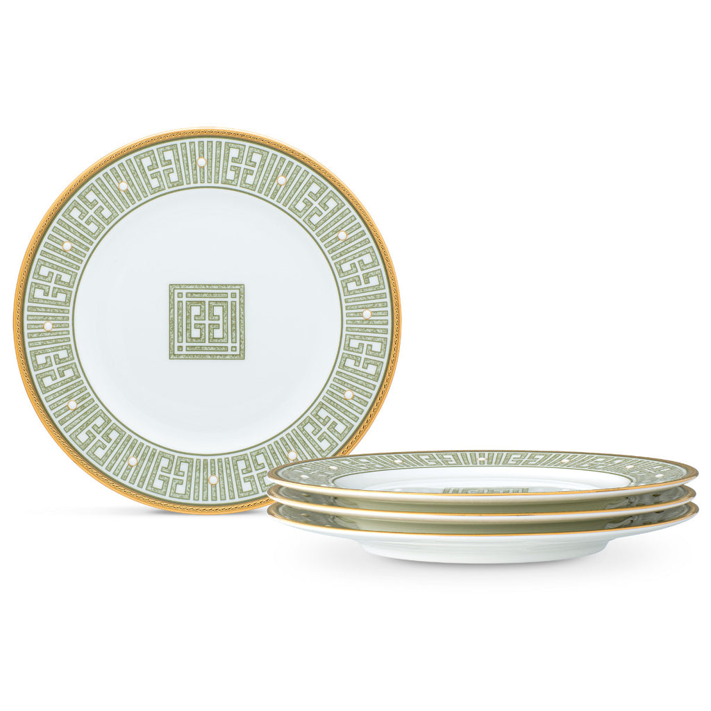 Noritake Gold/Green Infinity Dinnerware Set Appetizer Plate 6" 4pc