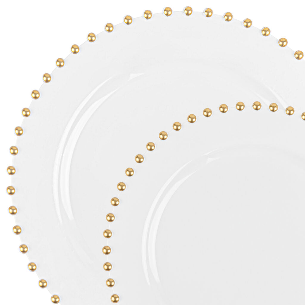 White/Gold Combo Plastic Plates 7" & 10" 32pc