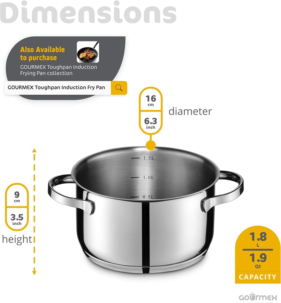 Gourmex Stainless Steel Casserole 1.8L 1pc