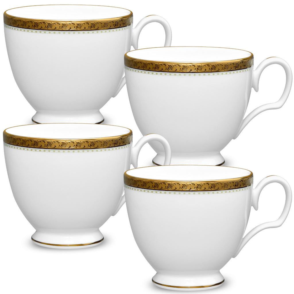 Noritake Gold Charlotta Dinnerware Set Cups 8oz 4pc