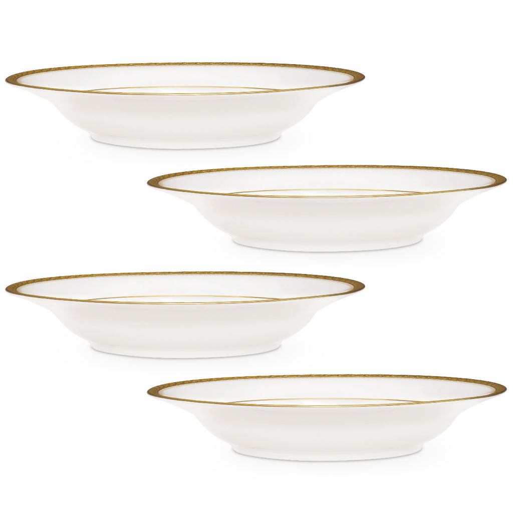 Noritake Gold Charlotta Dinnerware Set Soup Bowls 27oz 4pc