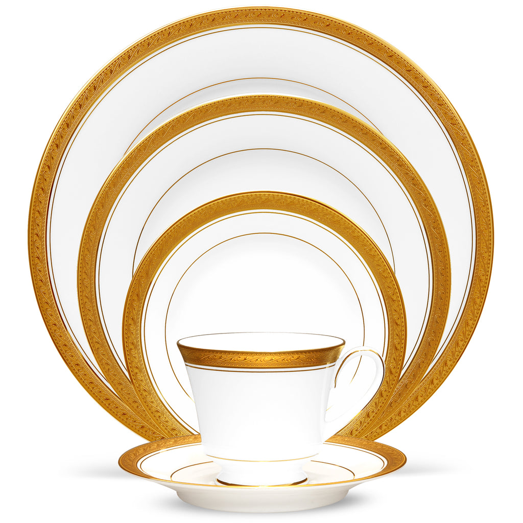 Noritake Gold Crestwood Dinnerware Set 5pc Service for 1