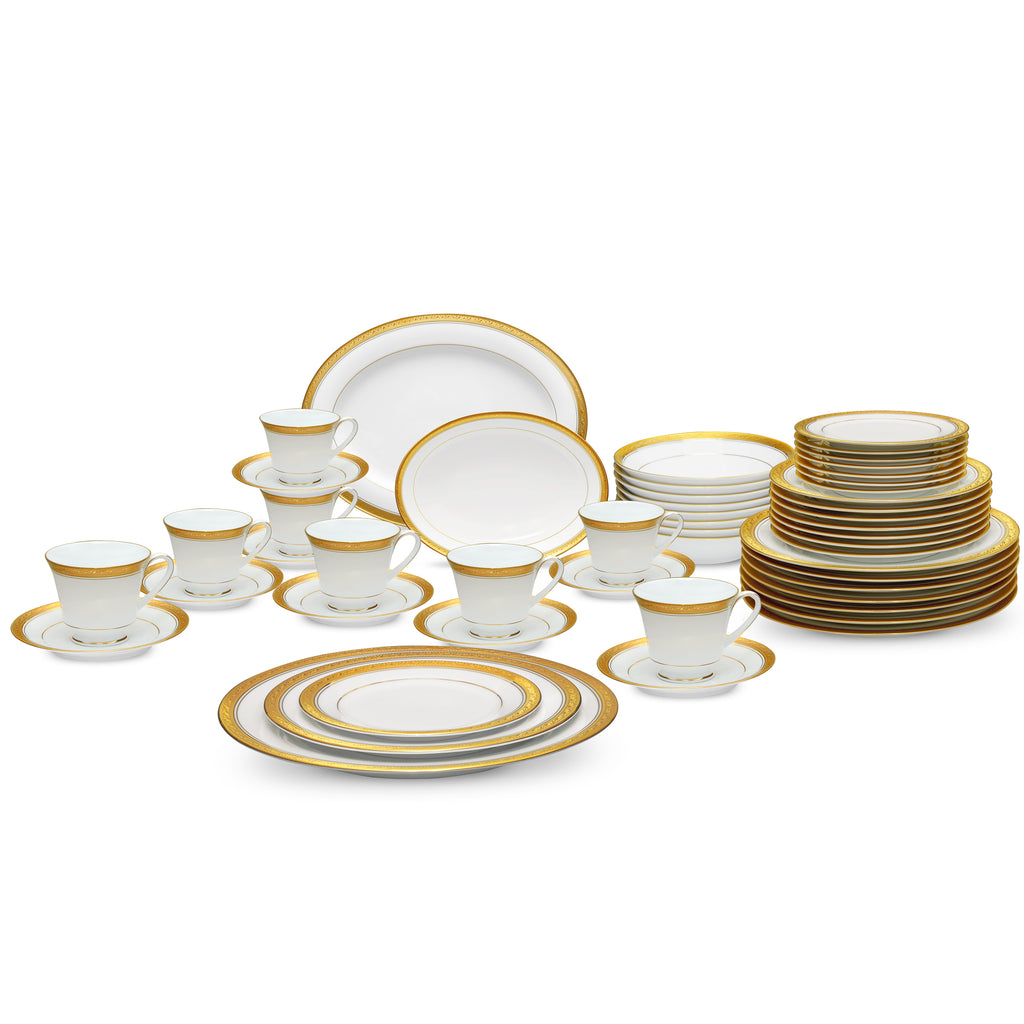 Noritake Gold Crestwood Dinnerware Set 50pc Service for 8