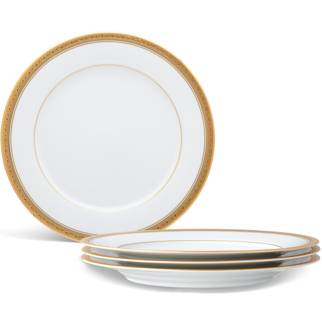 Noritake Gold Crestwood Dinnerware Set Dinner Plates 10.5" 4pc