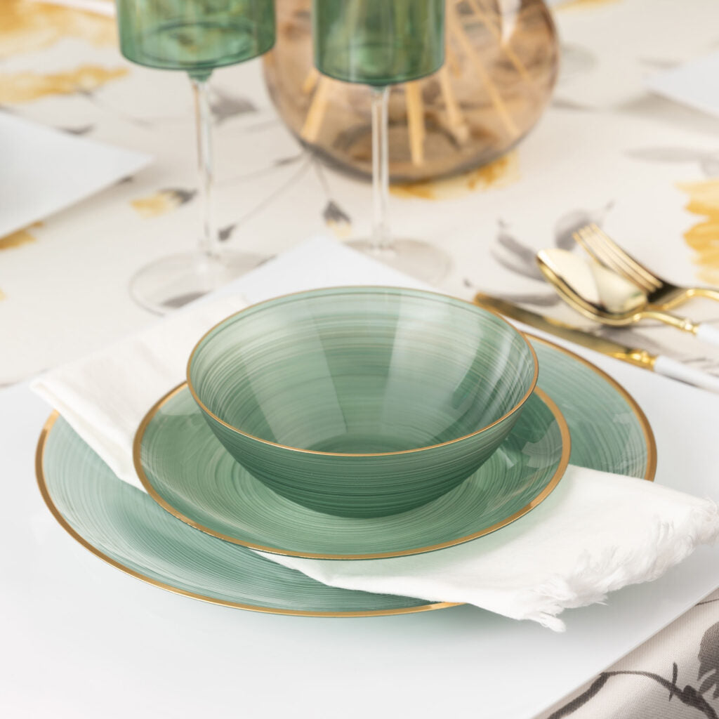 Crystal Design Green Combo Plates 7″ & 10″ 32pc