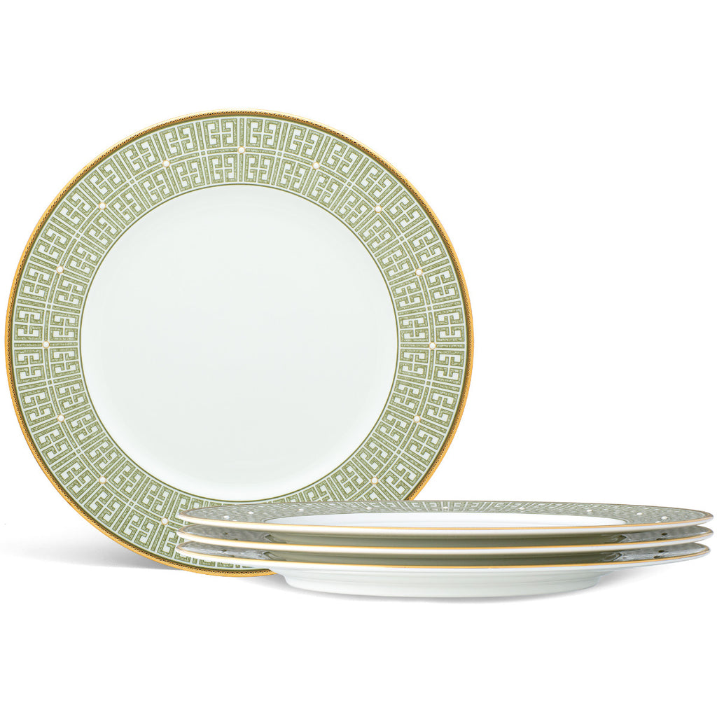 Noritake Gold/Green Infinity Dinnerware Set Dinner Plate 11" 4pc