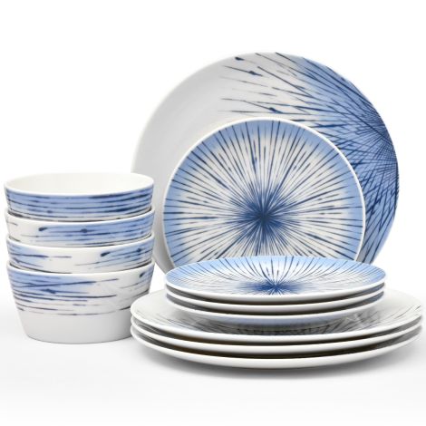 Noritake Blue Hanabi Dinnerware Set 12-Pc Service for 4