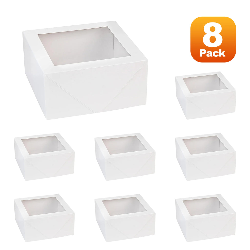 Hammont White Square Bakery Boxes 6x6x3 8pc