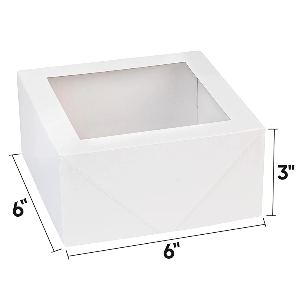 Hammont White Square Bakery Boxes 6x6x3 8pc