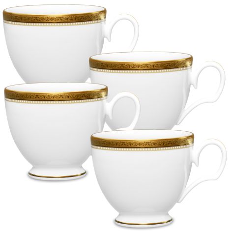 Noritake Gold Stavely Dinnerware Set Tea Cups 4pc