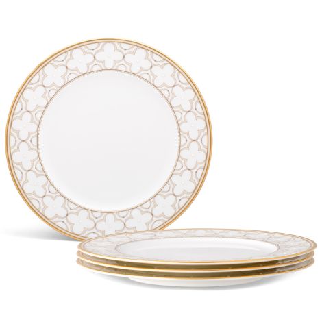 Noritake Gold Trefolio Dinnerware Set Dinner Plates 11" 4Pc