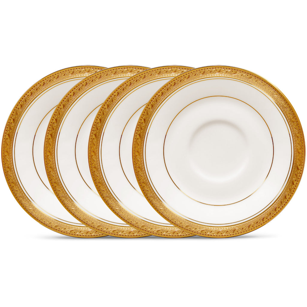 Noritake Gold Crestwood Dinnerware Set Saucers 6" 4pc