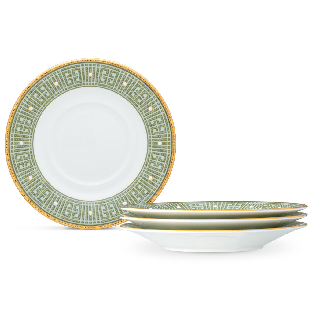 Noritake Gold/Green Infinity Dinnerware Set Saucer 6" 4pc