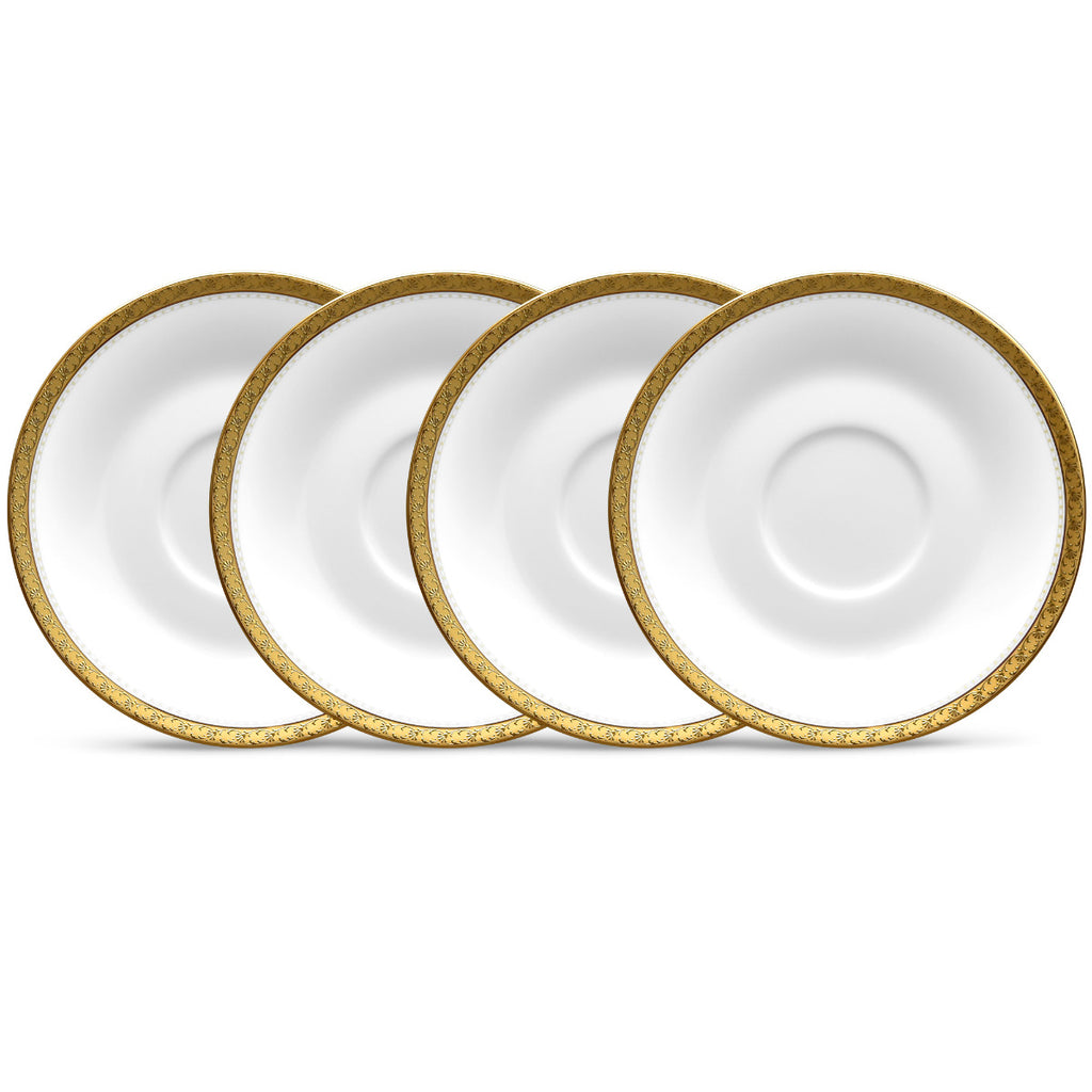 Noritake Gold Charlotta Dinnerware Set Saucers 6" 4pc