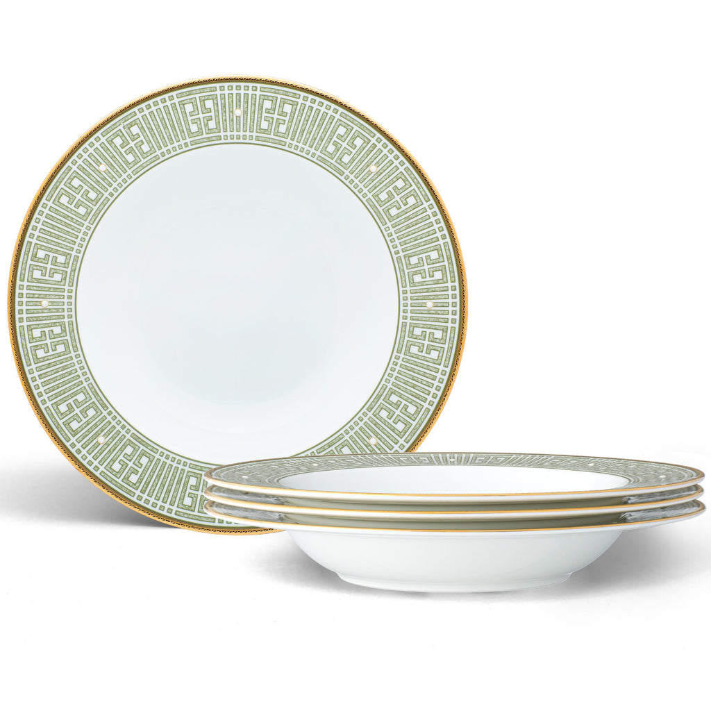 Noritake Gold/Green Infinity Dinnerware Set Soup Bowl 8.5" 4pc