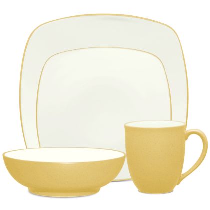 Noritake Mustard Colorwave Square Dinnerware Set 4pc Service for 1