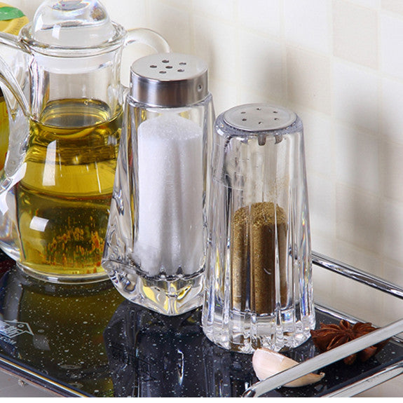 YBM Home Salt and Pepper Shakers Glass Stainless Steel Lid 2pc